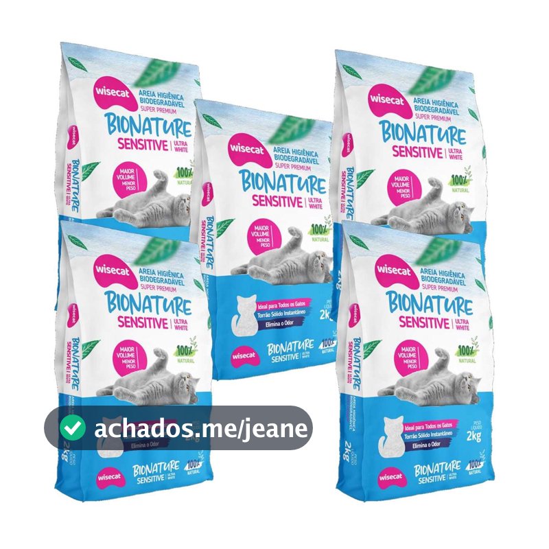 Areia Higiênica De Mandioca Para Gatos Sensitive 2kg kit 5Un