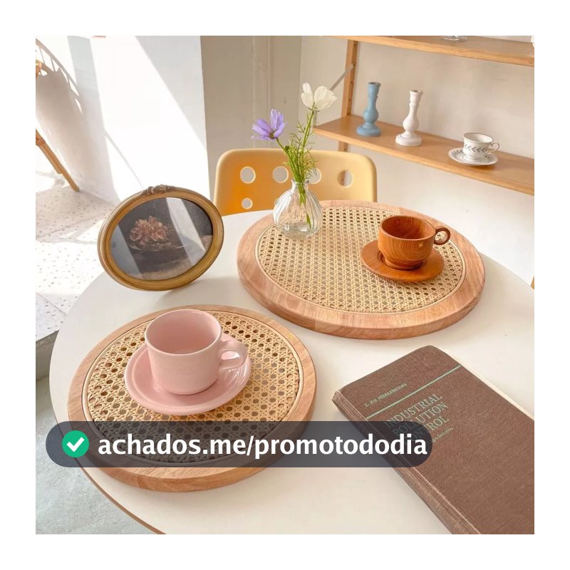 Bandeja Giratória de Bambu com Fundo em Treliça 30cm x 30cm x 2.5cm