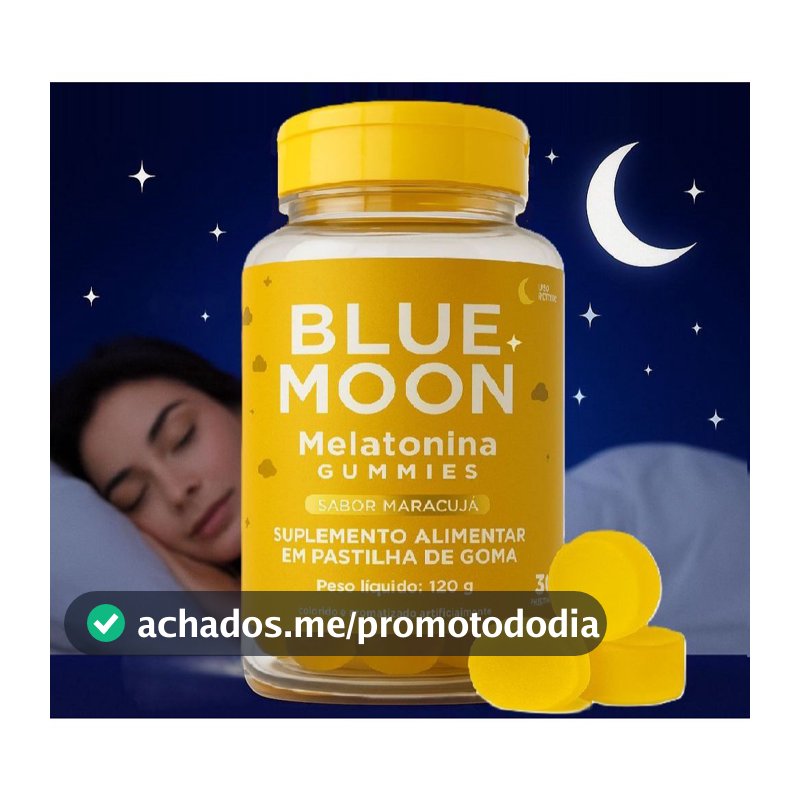 Blue Moon Melatonina em Gomas – Suplemento Noturno Sabor Maracujá 30un