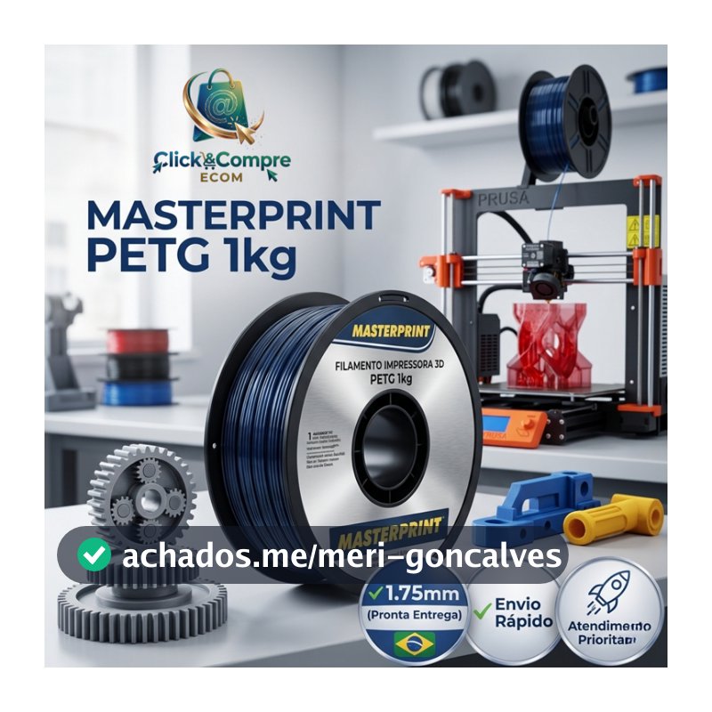 Filamento PETG PLA 1Kg 1.75mm MasterPrint Premium Alta Resistência p/ Impressora 3D – Várias Cores