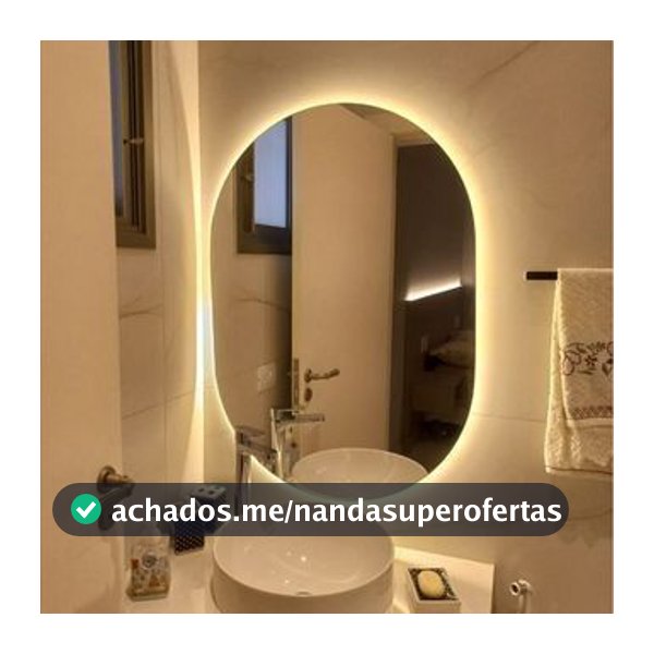 Espelho Oval Grande de Parede com LED Orgânico – Luz Quente e Fria para Banheiro Sala Quarto