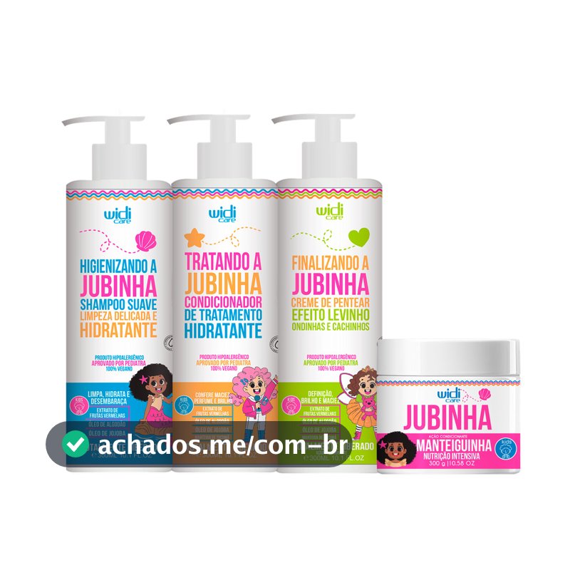 Kit Widi Care Infantil Jubinha Shampoo, Condicionador, Creme Levinho, Manteiguinha
