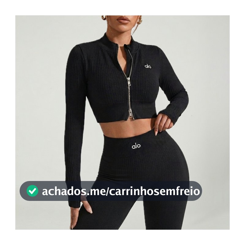 Conjunto Feminino Canelado com Blusa 2 Zíper – Elegante, Modelador e Super Confortável