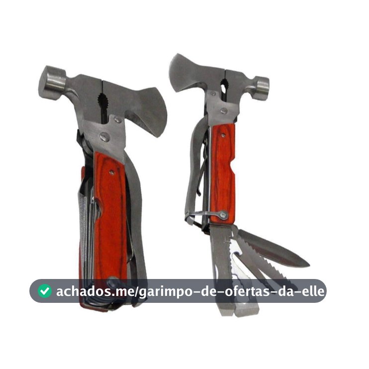 Alicate Multifuncional 11 EM 1 Martelo Machado Canivete Com Estojo Cor Aço-inoxidável - Aries Shop