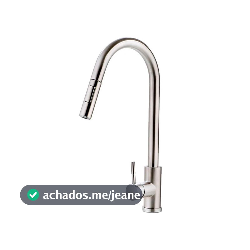 Torneira Para Cozinha Gourmet Misturador Monocomando Em Aço Inox 304 Escovado Iriri Pingoo - Prata