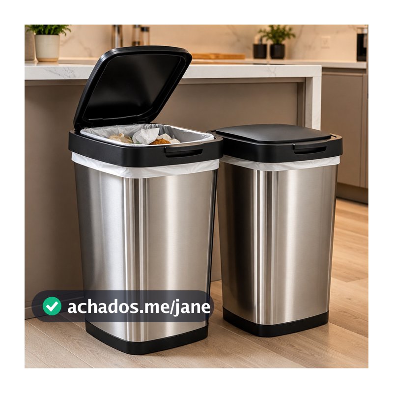 Jogo De Lixeira Inox 9L Tampa Click para Cozinha Banheiro | 1 ou Kit 2 Unidades Moderna Premium
