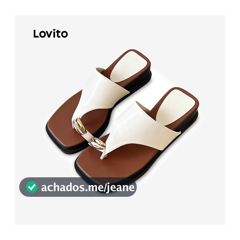 Lovito Sandálias Rasteiras Casuais Com Design Coreano Colorblock Brancas Para Mulheres LFA118025