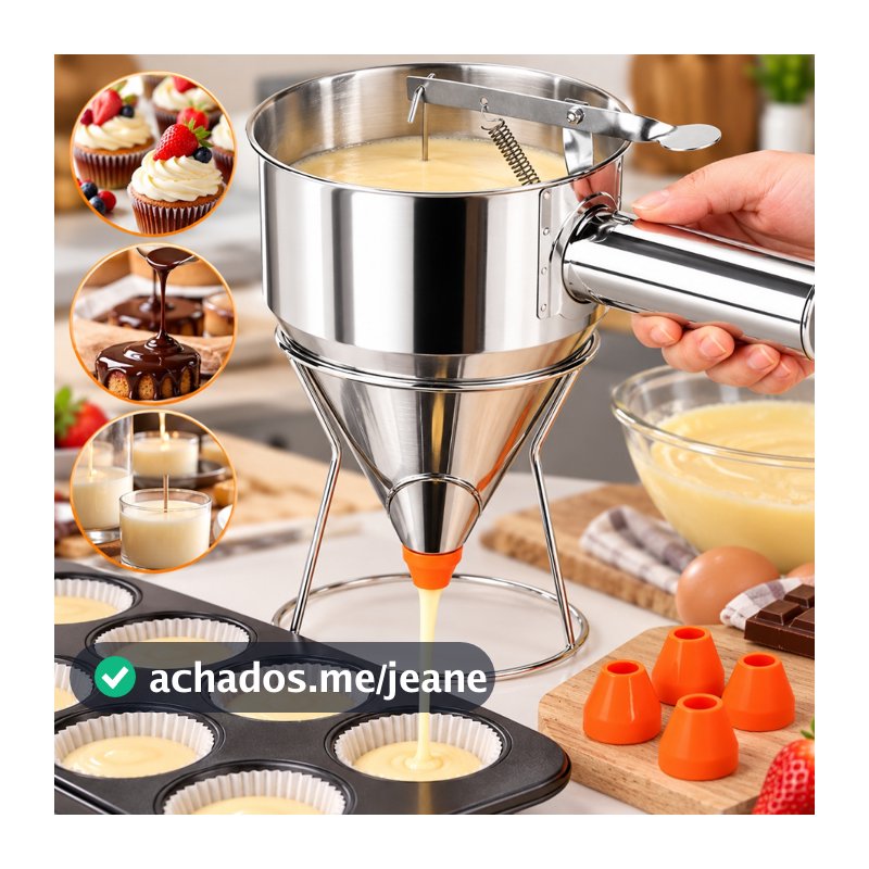 Funil Dosador Inox Pinóquio para Líquidos Fabricação de Velas Confeitaria Chocolate Caldas