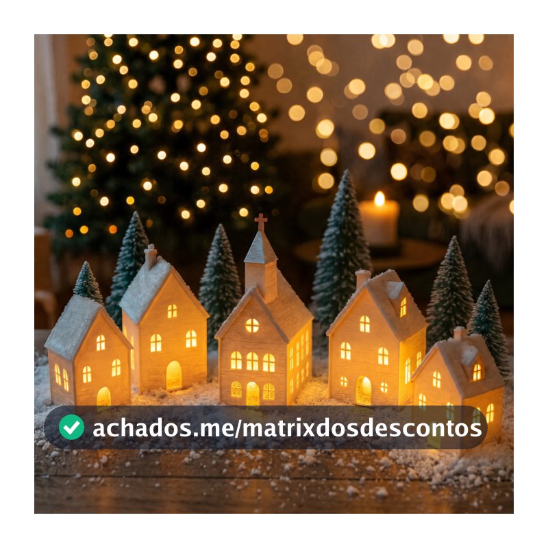 Kit 5 Casinhas Vila Natalina Iluminadas - Com Velas de Led - Magia e Aconchego para o seu Natal!