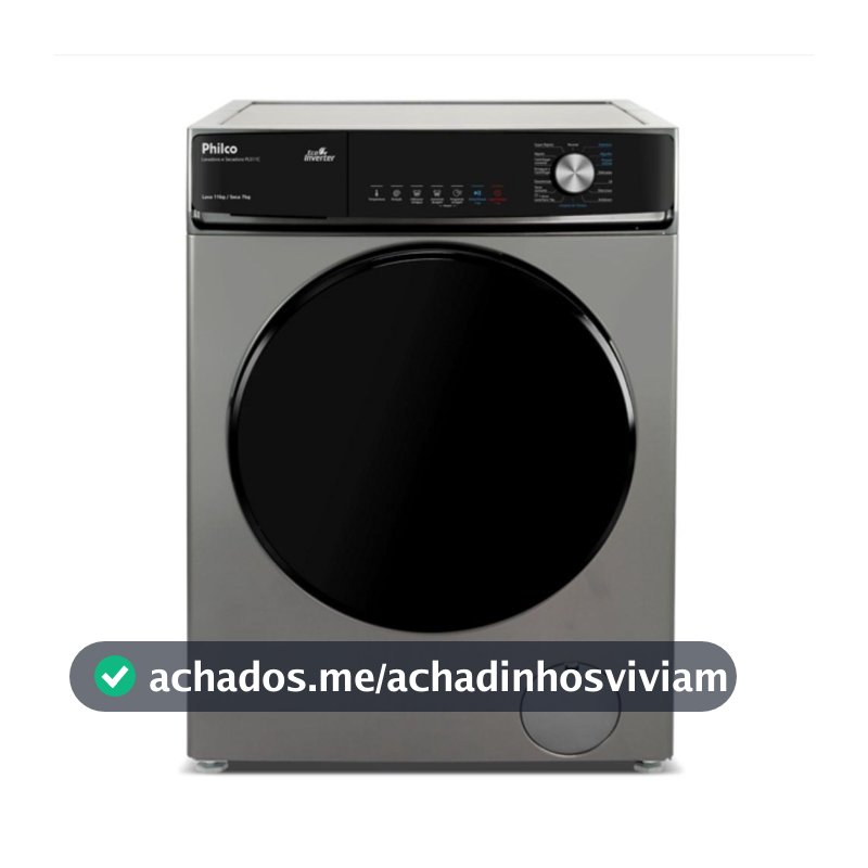 Lava e Seca Philco 16 Programas Eco Inverter 11kg Titânio PLS11C