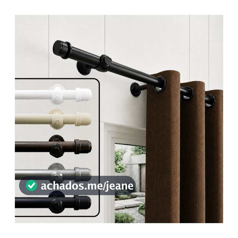KIT VARÃO DE CORTINA 4 METROS DE AÇO REVESTIDO 19MM E 28MM 1 PARAFUSO COMPLETO PARA INSTALAÇÃO