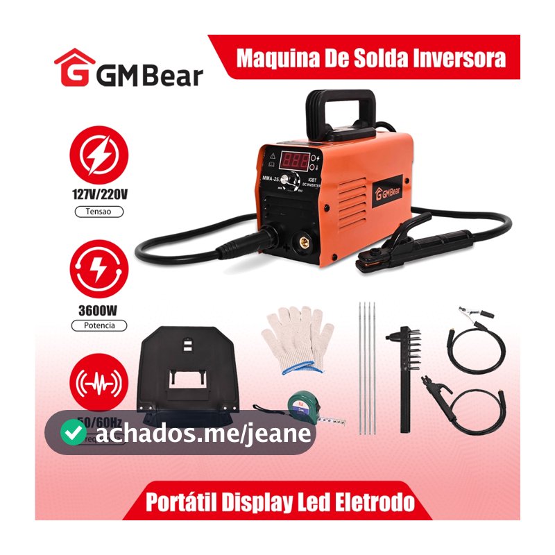 GM Bear Maquina De Solda Inversora,Display Led Eletrodo,Soldadora Inversora Portátil Mma 127/220V Maquina Solda 120A