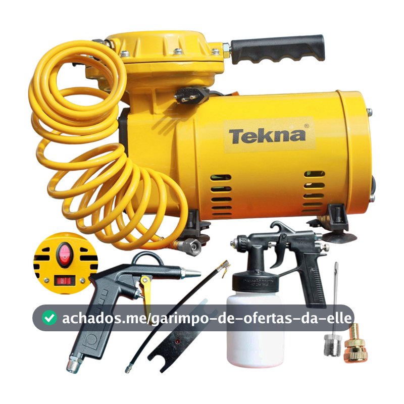 Compressor de Ar Portatil 1/2Hp Seletor de Voltagem Tekna Com Kit Pintura