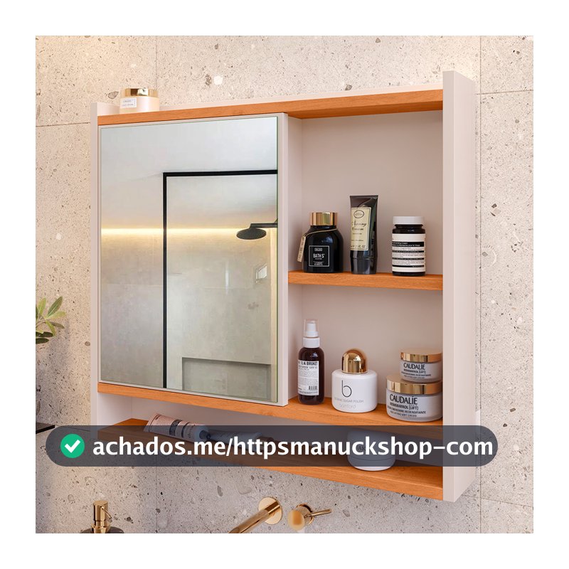 Armário Espelheira De Banheiro Aéreo com Porta, Nichos e Prateleira COMPACTO e Funcional p/ Parede