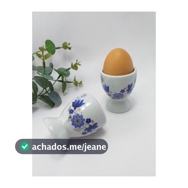 Porta Ovo em Porcelana - Floral Azul