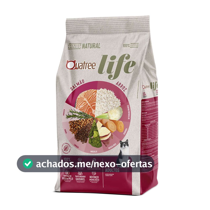 Ração Quatree Life Gatos Adultos Sabor Salmão e Arroz 10kg