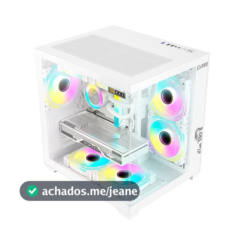 Gabinete Gamer Snow Grodd Vidro Clanm Sem ou Com 03, 05 ou 07 Fan ARGB Branca + Controladora