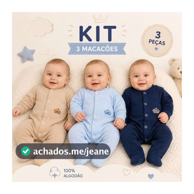 KIT DE 3 MACACÃO MANGA LONGA MENINO E NEUTRO BORDADO ELEGANGE TECIDO MACIO SUEDINE ESTILO,ENXOVAL RN BEBÊ, INFANTIL,LUXO