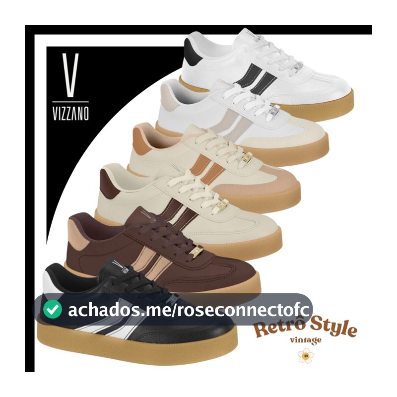 Tênis Vizzano Flatform Feminino Retrô Casual Solado Gomado Confortável