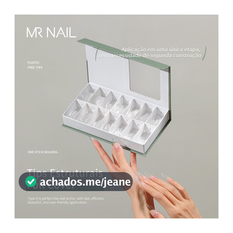 Tips Estruturais Full Cover MR NAIL 280 Unidades Transparente – BW010/BW011/BW012/BW013