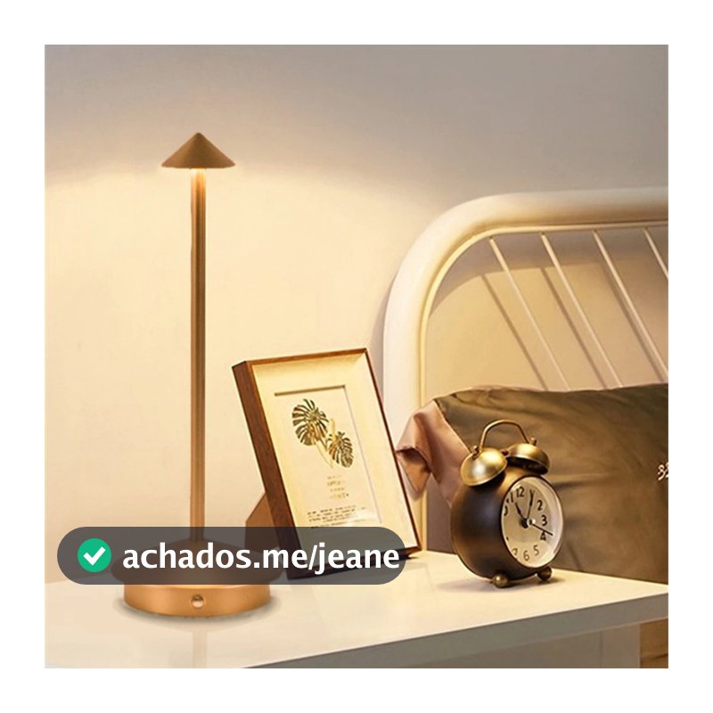 Luminaria Mesa Metal Cogumelo Recarregável LED Luxo 3 em 1 Recarregável Tipo C