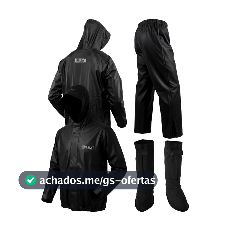 Capa de Chuva Delta Flex Com Capuz + Polaina Bota Delta Pvc Impermeável