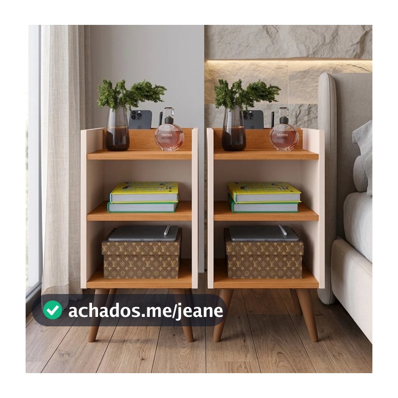 Kit ou Unitario Mesa de Cabeceira Nicho Organizador Pés Retrô PVC e Porta Celular Prat Nicho Criado