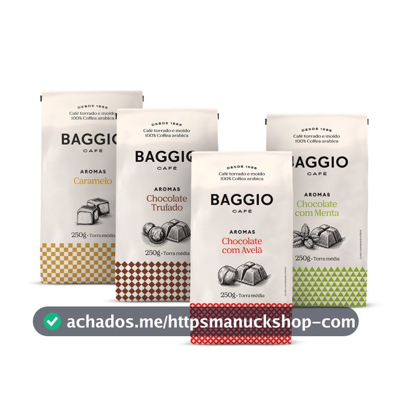 Kit Café Moído Baggio Aromas 1kg (4x250g) - Caramelo, Chocolate Trufado, Chocolate com Avelã e Menta