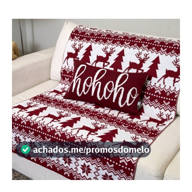 Kit Manta e Capa Almofada Decorativa Natalina Decoração Natal Tricot- 40085