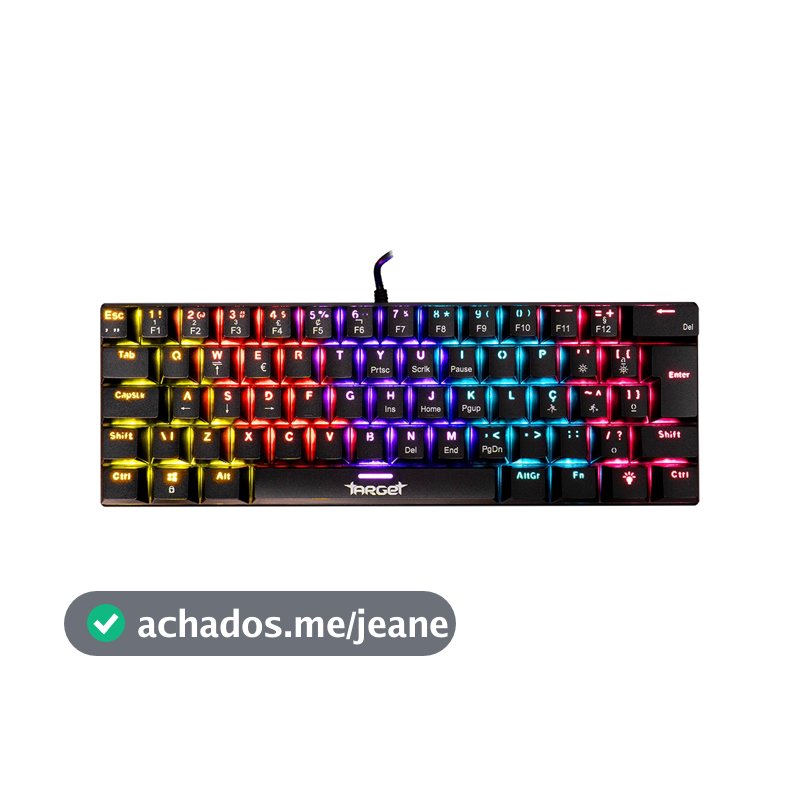 Teclado Mecanico TGT Sherman V3 C1, Rainbow, ABNT2, Switch Vermelho, Preto, TGT-SHRC-RD01