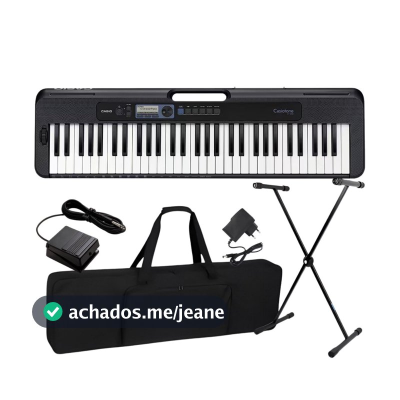 Kit Teclado Musical Casio CT-S300C2 Teclas Sensitivas + Capa Suporte Pedal