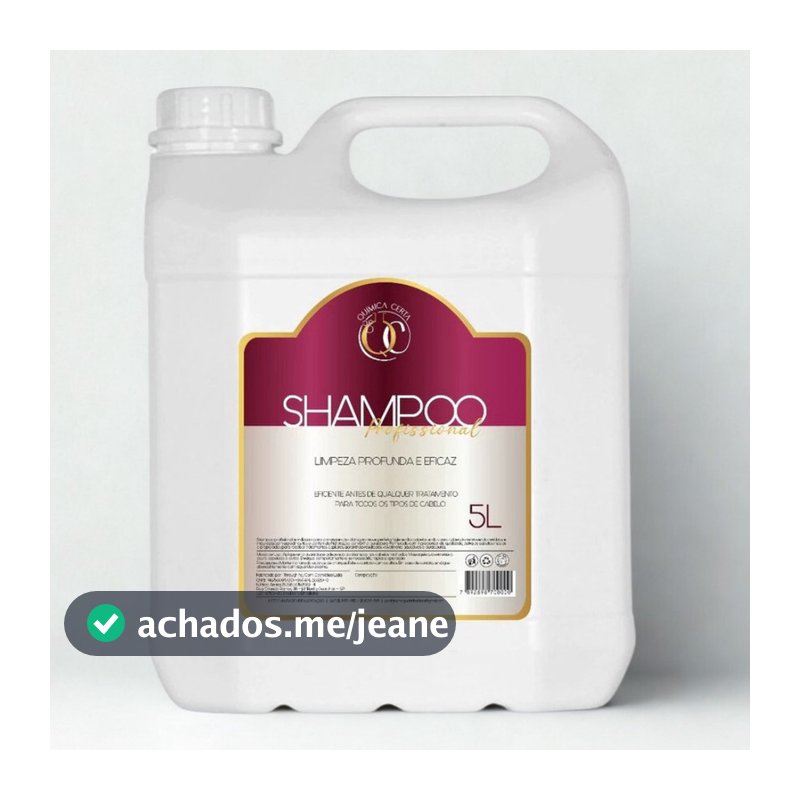 Shampoo Limpeza Eficaz Profissional Sem Sal Galão 5 Litros Química Certa