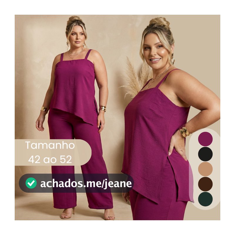 Conjunto Feminino Plus Size Tecido Crepe Leve e Fluído Qualidade PREMIUM