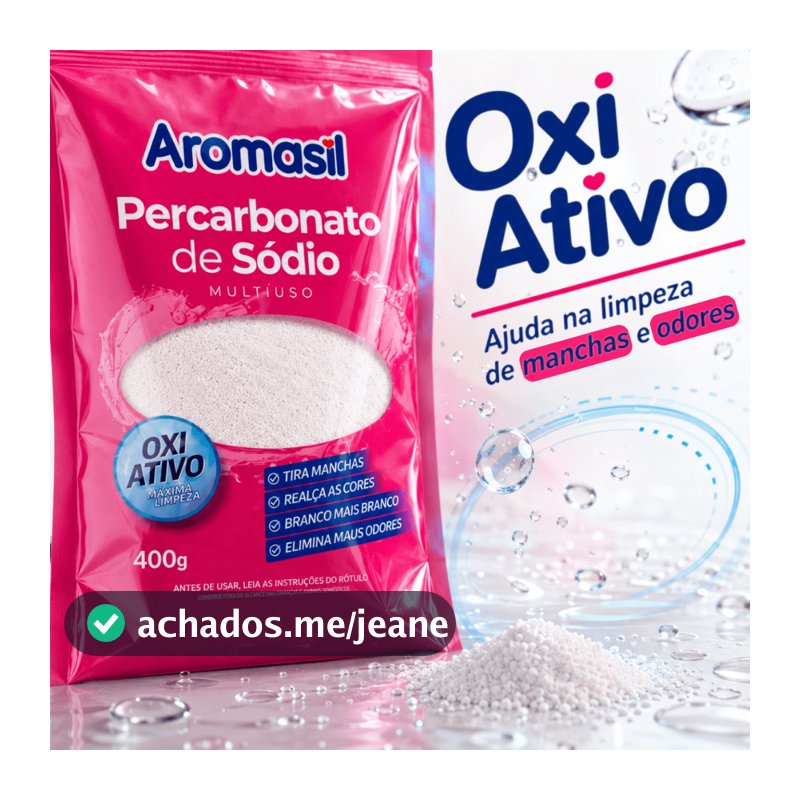 Percarbonato de Sódio Puro Removedor de Manchas Sem Cloro Roupa Branca e Colorida 400g