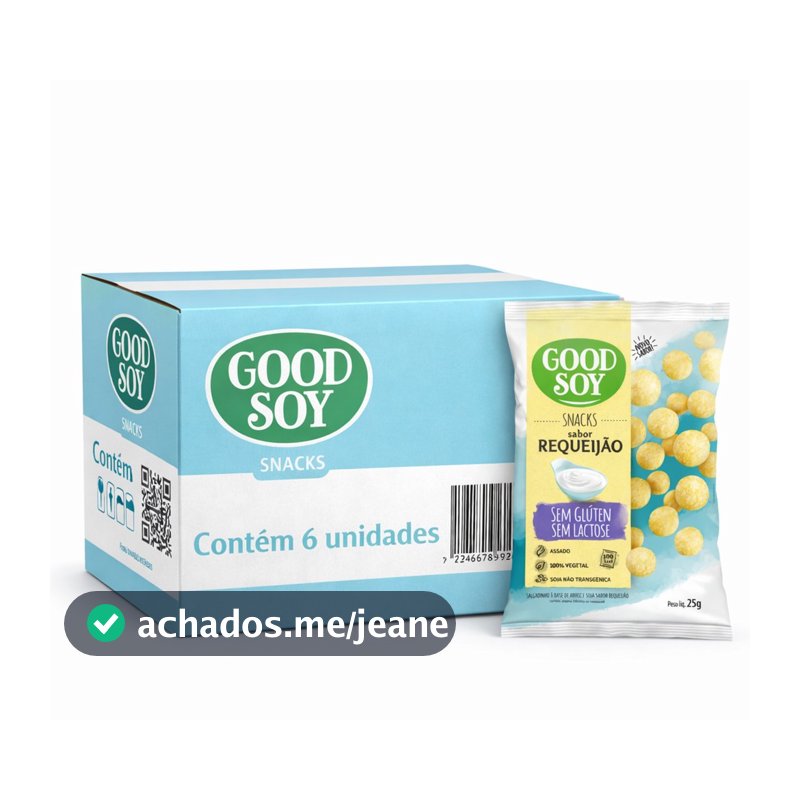 Kit 6 Snacks de Soja GOODSOY S/ Gluten Sabor Requeijao 25g