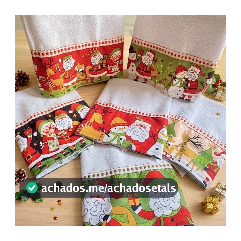Kit Panos de Prato Natal 4 Peças 100% Algodão Alta Absorção Decoração de Natal Cozinha Pé de Galinha