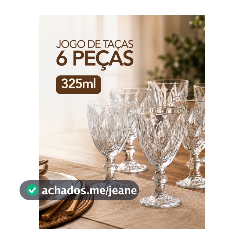Jogo 6 e 12 Taças Vidro Diamante 325ml Transparente Luxo Elegante Copo Água Vinho Suco Taça Diamond
