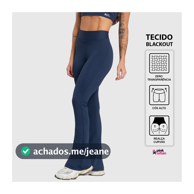 Calça Legging Fitness Feminino Flare Cintura Alta Balance Blackout Zero Transparência Bailarina