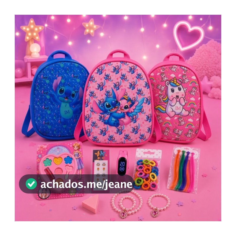 Kit Maquiagem Infantil Completo com Mochila Relógio Acessórios para Menina - Intermediário