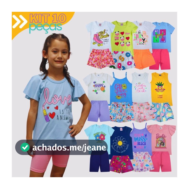 Lote Sortido 10 Peças de Roupa Infantil Menina - Kit 5 Conjuntos de Roupa Infantil Menina Promoção Atacado Barato Verão