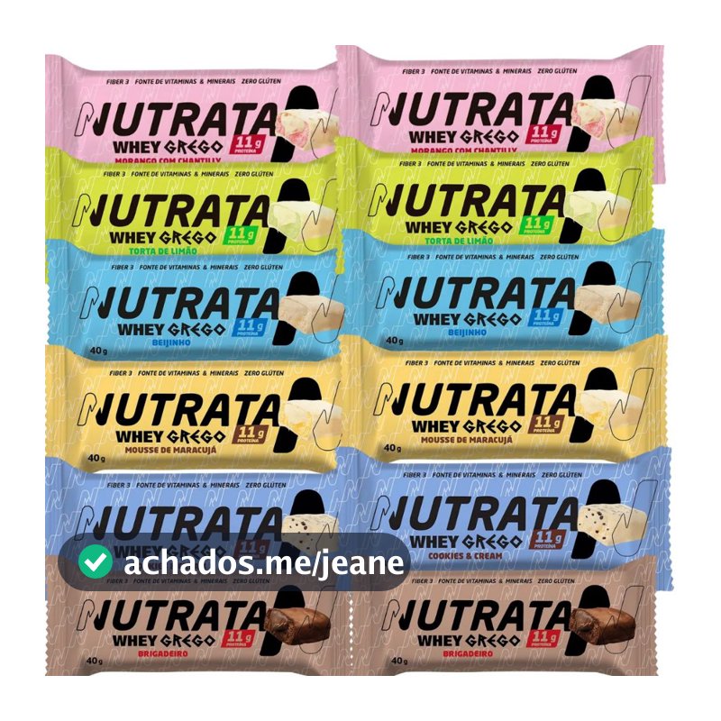 Barra Nutrata Grego Proteina Sabores Deliciosa Cx 12x 40g