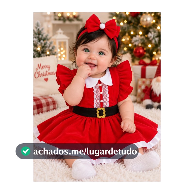 Jardineira Romper Body Saia Mamãe Noel Festa Natal Presente Salopete Com Tiara Ensaio Fotográfico