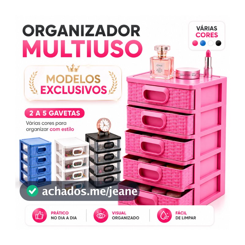 Gaveteiro Porta Tudo Organizador de Mesa com 2, 3, 4 e 5 Gavetas