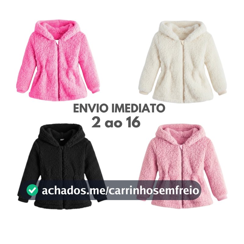Blusa de frio Menina Infantil Pelinho com Capuz feminina TOUCA Tedy Casaco Teddy Ted JAQUETA  INFANTIL Roup Frio Moletom