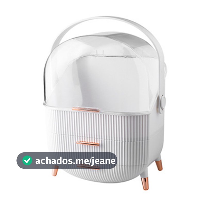 Organizador De Maquiagem, Estojo de Exibição de Cosméticos Com Tampa Transparente - Branco