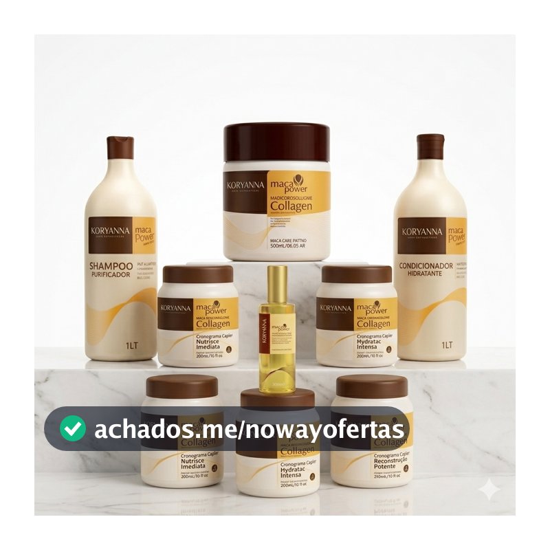 Kit Maca Power Completo com 7 Produtos – Cronograma Capilar + Máscara 500g, Shampoo 1L, Condicionador 1L  Reparador 50ml