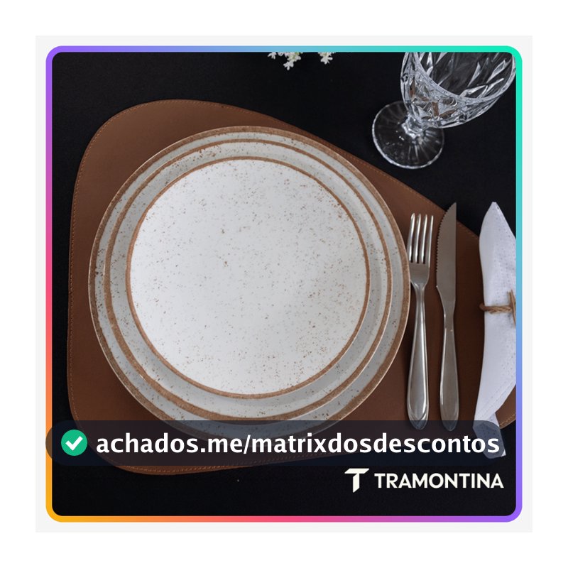 Jogo de Pratos Jantar Rústico Marrom Tramontina Porcelana Conjunto de Pratos Raso, Prato Fundo e Sobremesa Opções de Kit