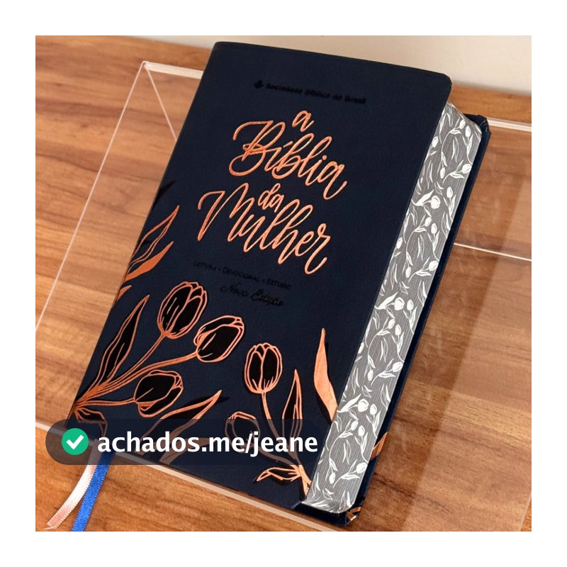 BIBLIA SAGRADA DE ESTUDO DA MULHER - ARC - Tamanho MÉDIO - Capa Luxo TULIPA ASTON AZUL