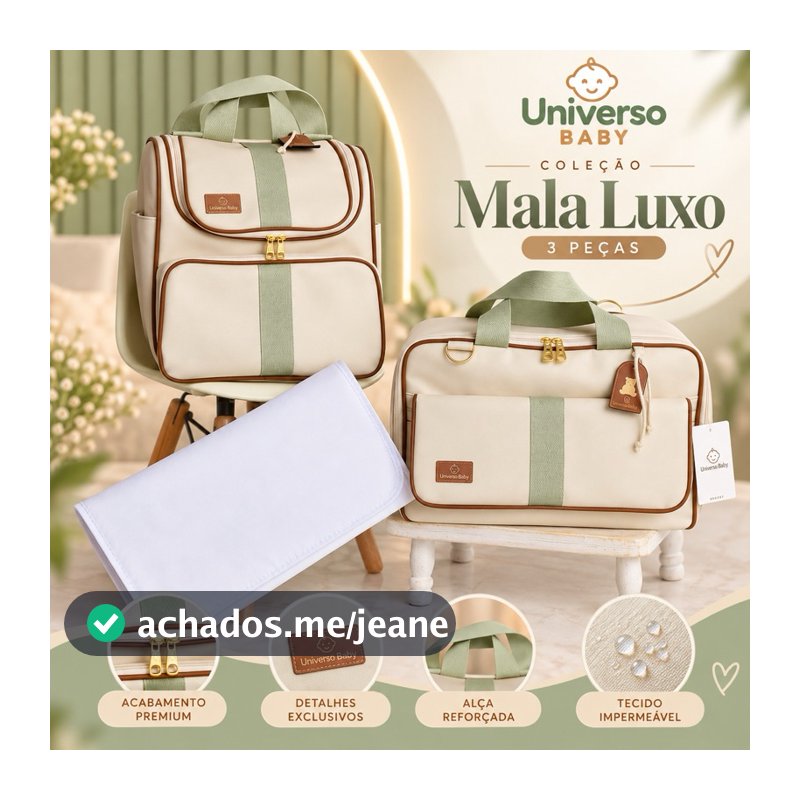 Kit Maternidade Com 3 Peças Mala Luxo , Material Térmico e Impermeável + chaveiros personalizados Universo Baby