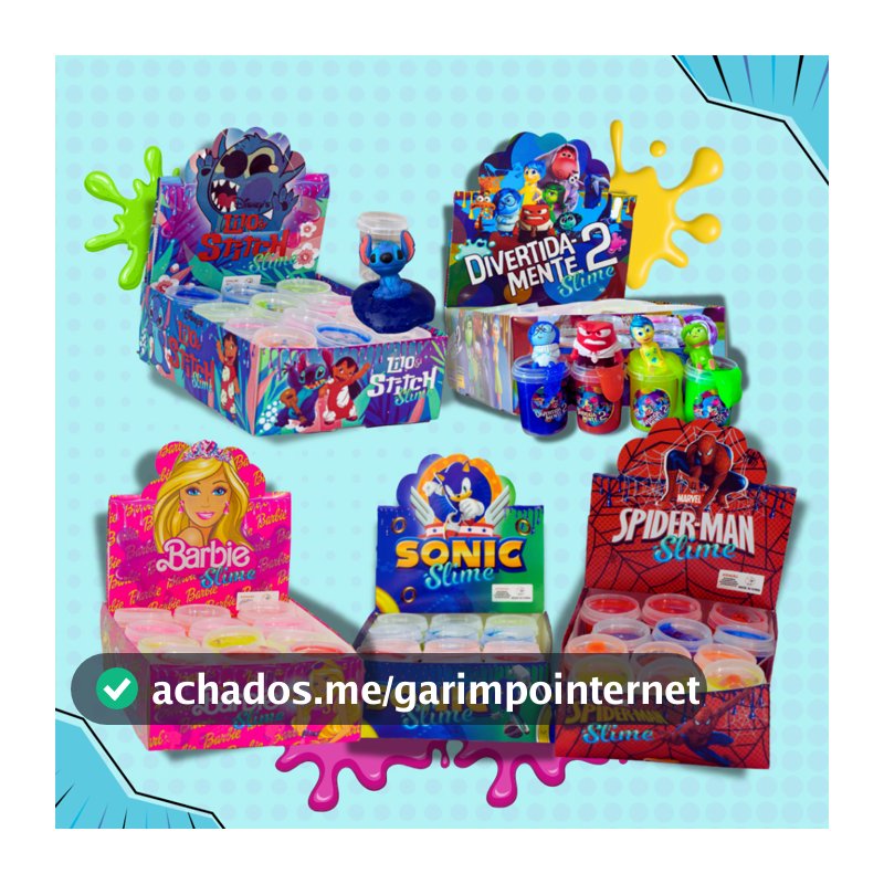Slime Personagens Surpresa - Festa Lembrancinha - Decoração - Tema Aniversario